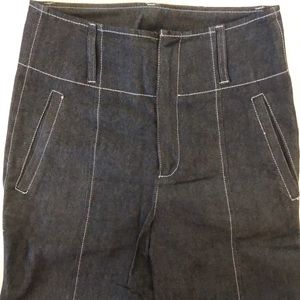 🎶Cinq a Sept High Waist, Wide Leg Dress Black washed White Stitch detail jeans